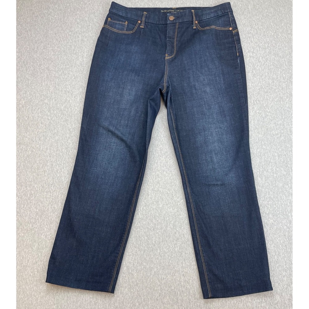 Chicos Jeans Womens Size 2 (US 12) Blue Cotton Blend Stretch So Lifting Slim Leg